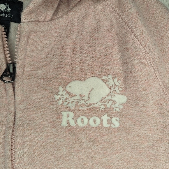 Roots║Pink Sparkly Zip Up Hoodie Sweatshirt║Girls Size XL - Picture 3 of 5
